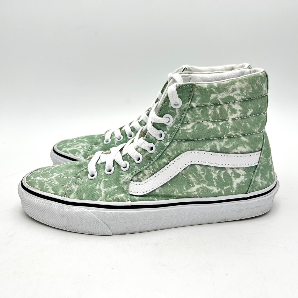 Vans High Top Sneakers in Light Green Marble with White Stripe - Picture 9 of 10